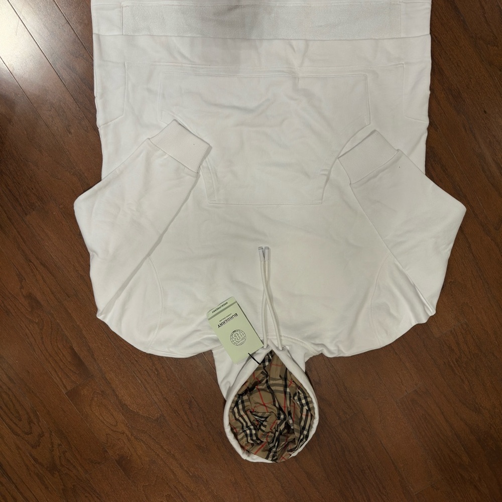 Burberry White Hoodie with Plaid Lining
